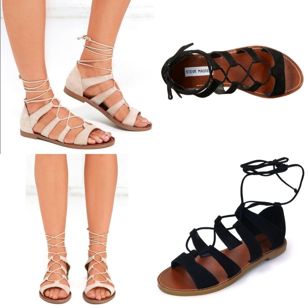 •Steve Madden• Black Sanndee Gladiator Sandals